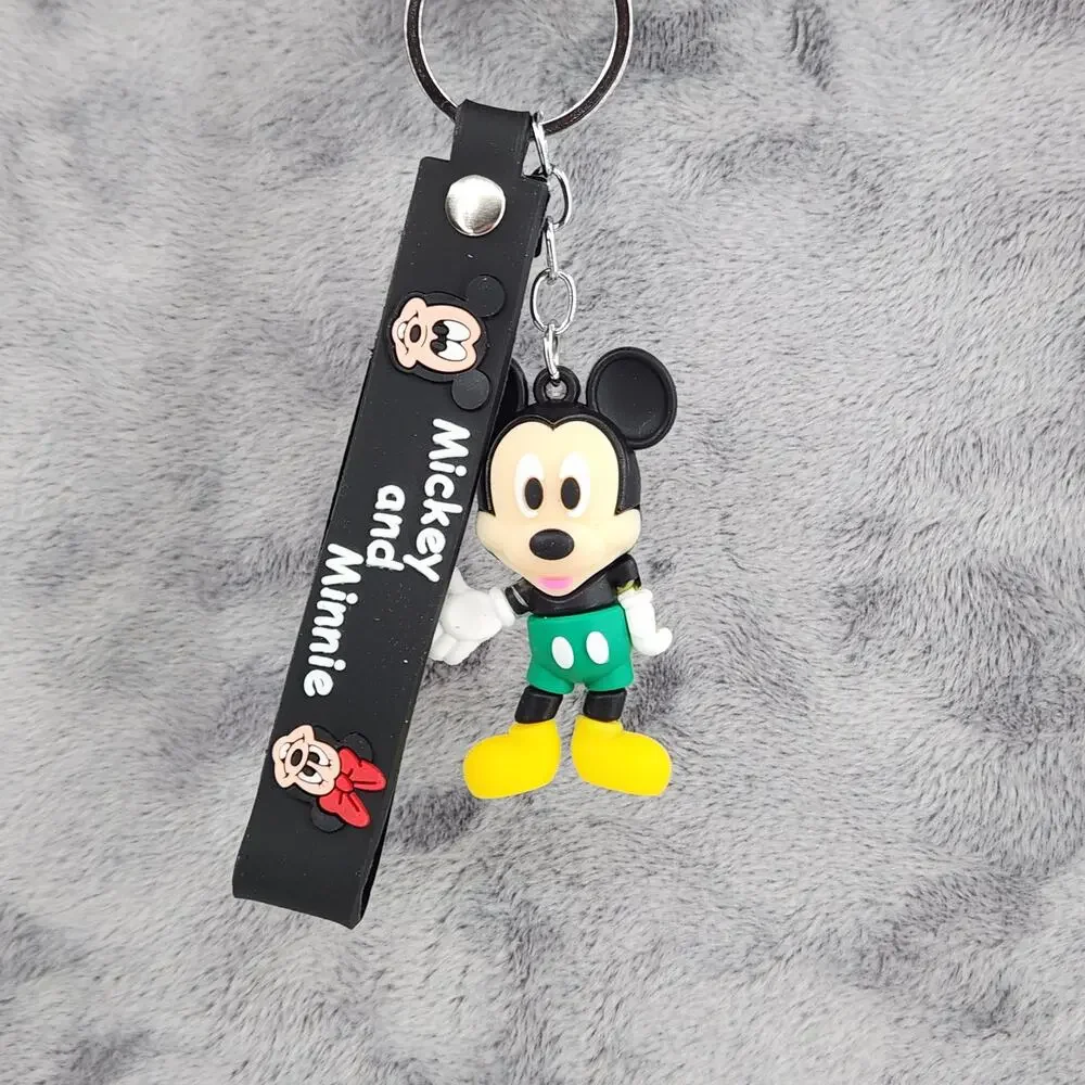 Disney's Mickey Mouse 3D Figure Keychain & Strap Bag Charm PVC Silicone Black